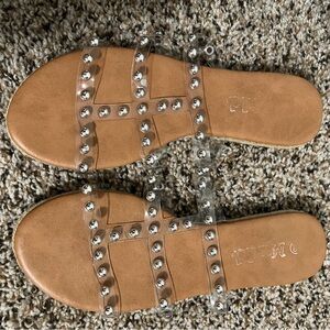 Mudd Women’s Della Clear Studded Strappy Sandal 7.5